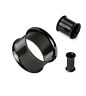 PAIR (2) Black Titanium Double Flared Hollow EAR PLUGS Piercing Gauges Earrings / Size 5/8" (16mm)