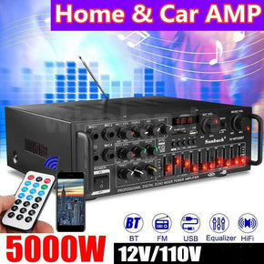 5000W HiFi bluetooth 5.0 Power Amplifier Home Stereo Receiver Audio System 2-5Ch / Item Model 326BT Black 5000W Car&Home Amp