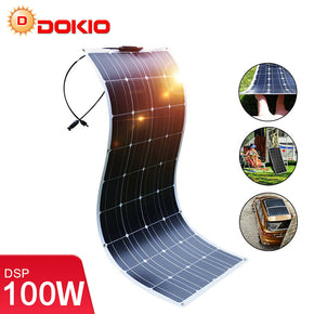 Dokio 100w 12v Monocrystalline Semi-flexible Solar Panel For RV/Boat/Car/Home