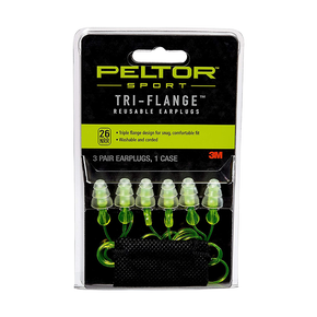 Peltor Sport Tri-Flange Corded Reusable Earplugs Hearing Protection 3-Pack