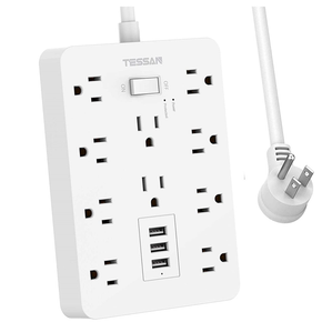 Multi AC Outlets Surge Protector Power Strip With 3 USB+Flat Plug Extension Cord / Type 10 Outlet