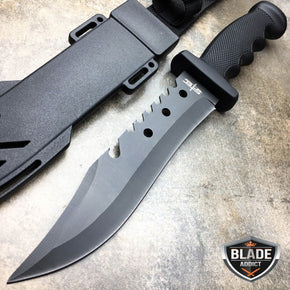 12" Black Survival Camping Outdoor Fixed Blade Hunting Military Bowie Knife
