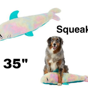 Top Paw® 2X- Large Rainbow Shark 35" Dog Toy - Plush, Squeaker SUMMER 2022