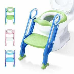 KIDS BABY POTTY TRAINING SEAT WITH STEP STOOL LADDER CHILD TODDLER TOILET CHAIR / Color Pink