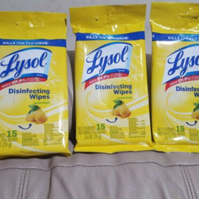 3x Lysol Disinfecting Wipes Lemon & Lime Blossom 15ct