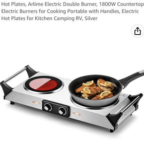 PORTABLE DOUBLE ELECTRIC CAST IRON COOKTOP Brand Duxtop NEW IN OPEN BOX