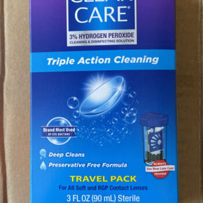 Alcon Clear Care Triple Action Contact Cleaning 3oz (90ml) Travel Pack Exp 07/23