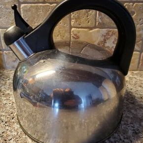 Paula Deen 2 Quart Whistling Tea Kettle Stainless Steel Copper Bottom