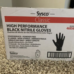 SYSCO High Performance Nitrile Gloves - Food Grade - Black - XL - 10/100 Ct Case