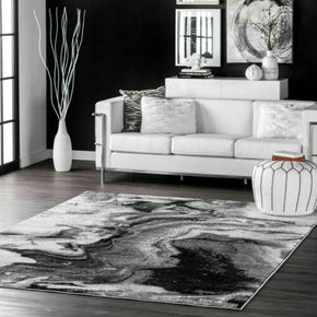 nuLOOM Contemporary Modern Abstract Marble Area Rug in Grey, Off White / Size 9' x 12'