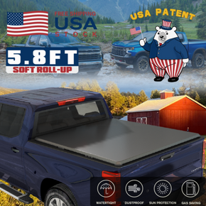 5.8FT Tonneau Cover for Chevrolet 2007-2023 Silverado 1500 Soft Roll-Up