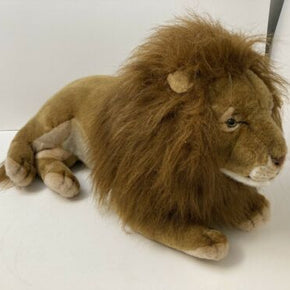 XL Hansa Realistic Plush Stuffed Animal Male Lion Mane Laying 32"