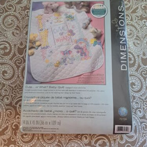 NEW DIMENSIONS Cute.. or What? Baby Quilt Stamped Cross Stitch Blanket Kit