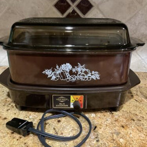 WEST BEND Slow Cooker 4 Qt Slow Pot 84114 AMBER BROWN Vintage Vegetables Crock