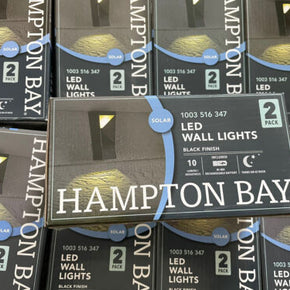 9X 2-PACK Hampton Bay Black Integrated LED Outdoor Wall Sconce Solar Wall Light