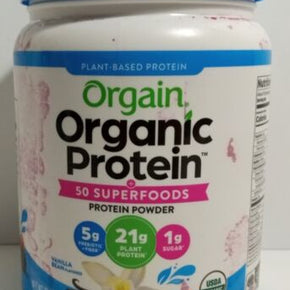 Orgain Organic Plant Base Protein Powder Vanilla Bean21g Protein 1.12LB 04/26/24