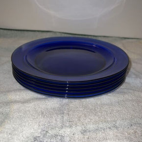 Arcoroc Saphire Cobalt Blue Smooth Rim Dinner Plates  9⅜"   Set of 6