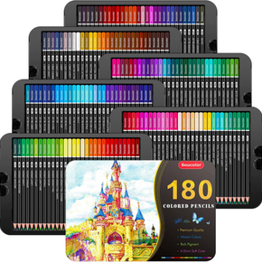 Soucolor 180-Color Artist Colored Pencils Set for Adult Coloring Books, Soft Cor