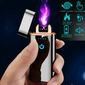 Dual Arc Electric Lighter USB Touch Plasma Flameless Windproof Cigarette Lighter