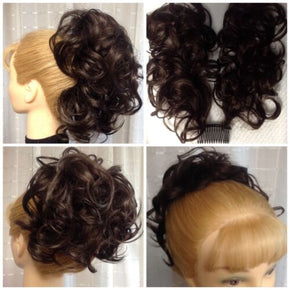 DM49 DIAMOND Curly Hair on 2 Bendable Wires UP-DO WEDDING Blonde Brown Red Black / Color 33 DARK AUBURN