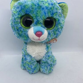 Medium Ty Beanie Boo Boos Leona Blue Leopard Cat 9" Buddy Buddies Plush   NEW!