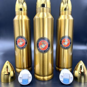 Realistic Bullet Shaped Coffee/Water Thermos With Marine Corp Logo. 1000ml