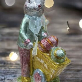 Faux chocolate Foil Bunny Egg Easter table Decor Figure 11” new