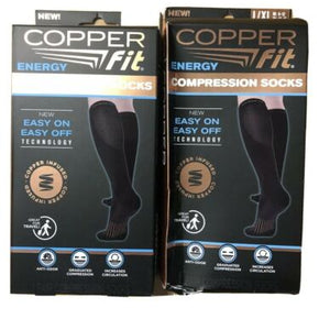 2 PACK Copper Fit Energy Easy On Easy Off Compression Socks Unisex Large