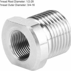 1/2-28 To 3/4-16 Automotive Threaded Oil Filter Adapter Stainless Steel Silver