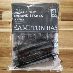 NEW- Hampton Bay Solar Light Replacement Ground Stakes w/ Adapters 4 Pack Black