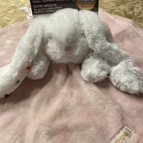 Blankets and Beyond Pink White Bunny Rabbit Lovey Blanket White Plush Brand New