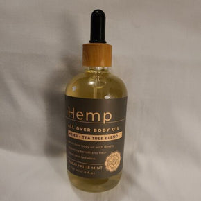 Earth Goodness Hemp + Tea Tree Blend Over Body Oil Eucalyptus Mint 8fl oz New