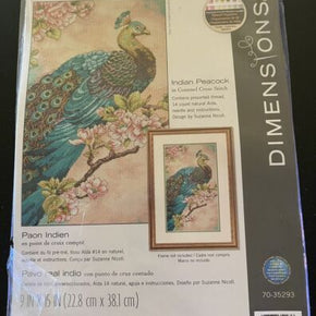 Dimensions Indian Peacock Cross Stitch Kit #70-35293 Sealed New!