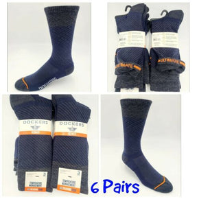 DOCKERS Men's 6 Pairs Ultimate Temperature Management Crew Socks All Season-Navy