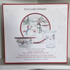 Williams Sonoma Kids Snowman Melamine Dinnerware Set NEW in BOX