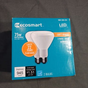 EcoSmart 75W BR30 Dimmable LED Light Bulb (Soft White 2700K 2-Pack)