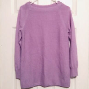 J.CREW CASHMERE RIBBED SQUARE-NECK SWEATER LILAC Sz M