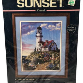 Dimensions~Lighthouse "Coastal Retreat" Sunset Crewel Embroidery Kit  NIP