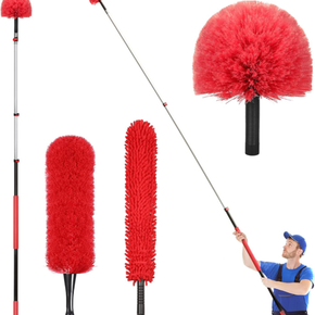 20 Ft High Reach Dusting Kit with 5-12 Foot Extension Pole High Ceiling Duster