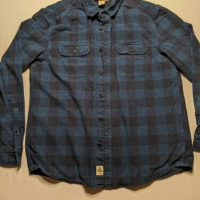 LOGG H&M Black/Blue Heavy Cotton Shirt  Long Sleeve Button Down Pockets Size L