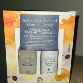 Platone Active New Zealand Manuka Honey Face Serum & Face Mist Toner Set NDB