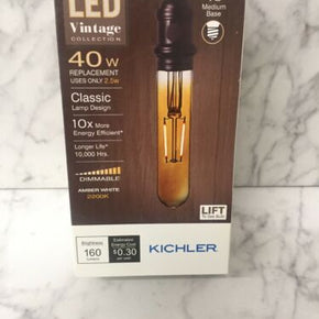 Lot of 2 Kichler Vintage 40W Amber White T9 LED Bulb W/ Standard Base 0784784