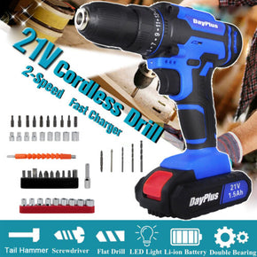 Cordless Drill Driver Li-ion Battery 2 Variable Speed Fast Charger Screwdriver