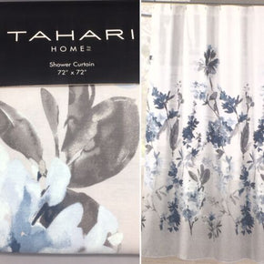 Tahari Ombre Giacomo Medallion Fabric Shower Curtain Blue Gray White Watercolor