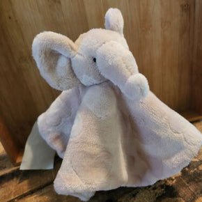 Mon Lapin Pink Elephant Baby Blanket Embossed Hearts Cream Sherpa Lovey