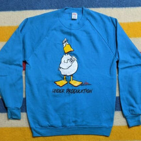 VTG 80s Jerzees USA John Baron Duck Comic Drawing Raglan Crewneck Sweatshirt L