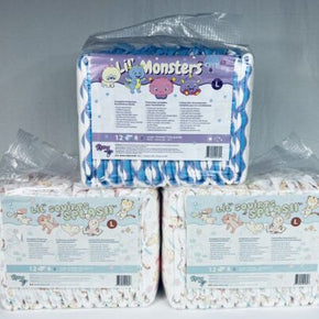 Lil Squirts & Lil Monsters/ Adult Diapers / Large (3) Twelve Packs New Sealed