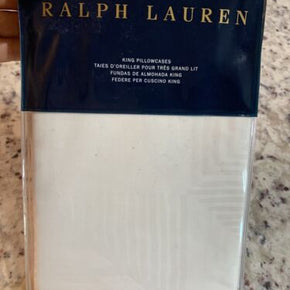 Ralph Lauren Cerillos Emilia King Pillowcases Cream Cotton. Brand New!