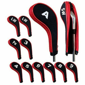 12 Pcs Neoprene Golf Iron Head Covers Set Fits Callaway Ping Taylormade Titleist / Color Red