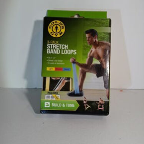 Gold's Gym 3-Pack Stretch Band Closed Loops 3 Levels 16.5" x 4" Build & Tone New